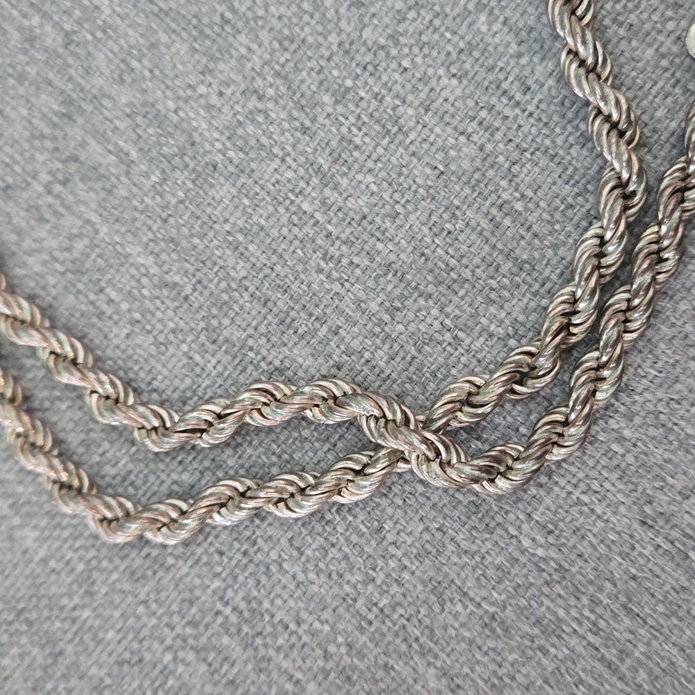 Solid Silver Twisted Style Vintage Chain Necklace… - image 2